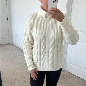 Calvin Klein Cream Cable Knit Turtleneck Sweater